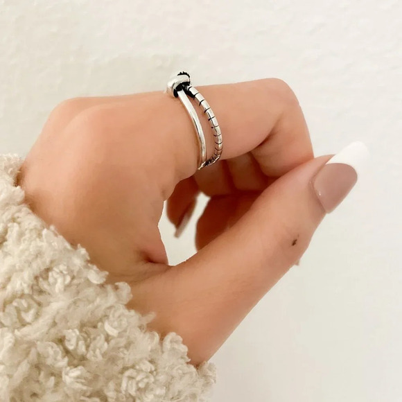 925 Sterling Silver Knot Ring Twist Dainty Ring Minimalist Stackable Ring Band - Picture 8 of 9